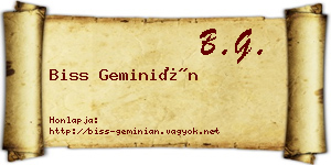 Biss Geminián névjegykártya
